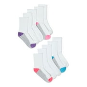 Wonder Nation Girls Cushioned Crew Socks, 10-Pack, Sizes S (6-10.5) - L (4-10)