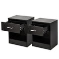 thumbnail image 4 of Hassch 2-Tier Black Nightstands (2 Pack), Compact Bedside Table with Top Drawer & Open Shelf, Durable Density Board, Easy Assembly for Small Spaces (15.8"L x 11.8"W x 19.7"H), 4 of 9