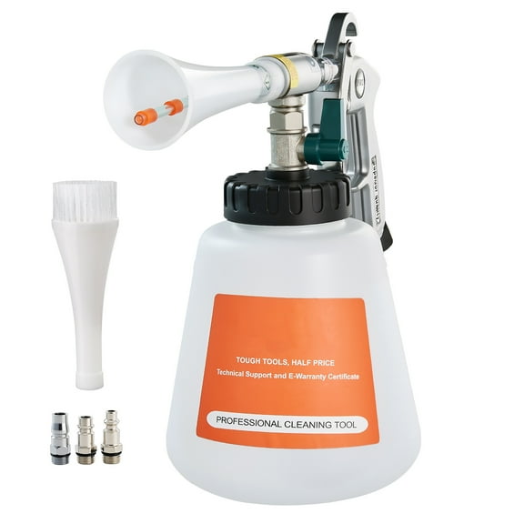 KFFKFF High-Pressure Car Cleaning Gun, 6-9.2 Bar Air Blow Gun with Dual Nozzles & 1L Liquid Bottle, Vortex Cleaning Tool for Efficient Dirt and Dust Removal, Compatible with 1/4 NPT Air Compressors