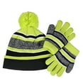 thumbnail image 3 of SGFCWSX Kids Winter Hat Scarf Gloves Set Boys and Girls Fleece Lined Knit Ribbed Gloves Child Warm Beanie Caps 3 Piece Sets Green Free Size, 3 of 4