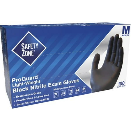 

Safety Zone Powder Free Black Nitrile Gloves - Medium Size - Black - Powder-free Latex-free Silicone-free Allergen-free Comfortable Textured DEHP-free - For Food Janitori | Bundle of 10 Boxes
