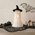thumbnail image 2 of THOPBPRK 13.8" Handcrafted Woven Ghost - White Faux Rattan & Metal Ghost Figurine with Witch Hat, Halloween Spooky Table Centerpiece & Fall Decor for Indoor Outdoor, 2 of 8