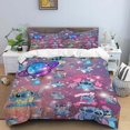 thumbnail image 3 of Juego de cama de tres piezas con estampado de dibujos animados de Disney Stitch, con funda de almohada, para niños o adultos, tamaño King, Queen, Full y Twin, 3 of 5