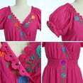 thumbnail image 3 of IBTOM CASTLE Women Mexican Fiesta Dress Summer Floral Embroidered Traditional Wear Beach Holiday Party Long Maxi Gown S Hot Pink, 3 of 8