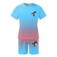 thumbnail image 4 of FUZHIQ Loose Fit Casual Men's Ombre Gradient 2 Piece Outfit Set Sunset Tree Print Short Sleeve T-Shirt & Shorts Summer Beach Holiday Outfit,S, 4 of 5