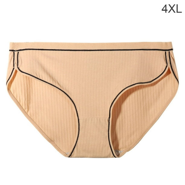 thinsony Women Panties Mid-waist Seamless Cotton Briefs Soft Underwear,  Beige, 4XL 