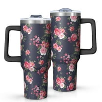 OBREWU Pioneer Flower Tumbler with Handle and Lid,Pioneer Flower 40oz Double Wall Vacuum Insulated Tumbler,Cups Gift for Women and Men