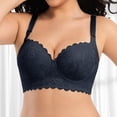 thumbnail image 2 of Gkeoshab Women's Bras Women's Thin Cup Lace Underwire Bra Side Control & Shaping Full Coverage Minimizer Bralette Black M, 2 of 8