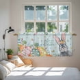 thumbnail image 3 of Happy Easter Tier Curtains 24 Inch Length, Spring Bunny Easter Eggs Floral Teal Wood Cafe Short Curtains for Bathroom Over Sink, Small Kitchen Curtain Light Filtering Drapes 2 Panels 27.5"Wx24"L, 3 of 8