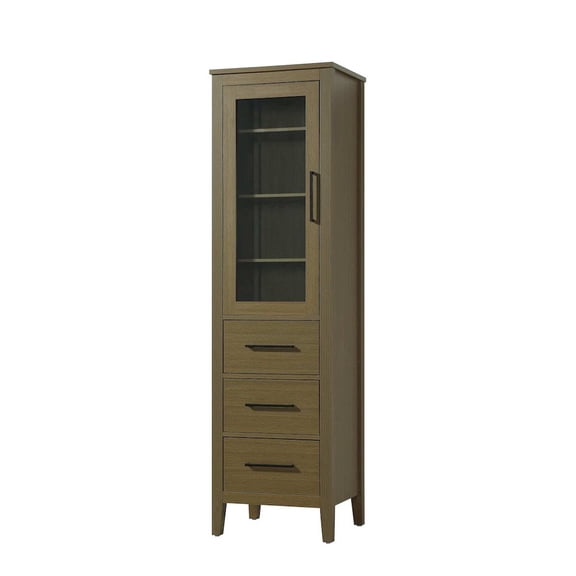 Elegant Kitchen and Bath 20 Inch Bath Storage Glass Cabinet in Chestnut Brown