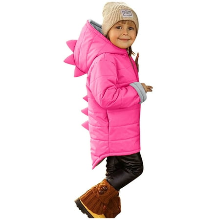 

nsendm Toddler Kids Baby Girls Boys Warm Soft Coat Long Sleeve 3D Dinosaur Hooded Jacket Winter Coat 11 Jacket Outerwear Hot Pink 2-3 Years