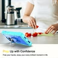 thumbnail image 4 of Phone Case for iPhone 14 Pro, 3 In 1 Cover with Ring Holder Kickstand Hybrid Shockproof Military Grade Protective Hard PC Soft Silicone Case for iPhone 14 Pro for Women Men, Mint/Blue, 4 of 5