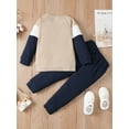 thumbnail image 3 of Kucnuzki 2T Toddler Boy Winter Outfits Pants Sets 3T Long Sleeve Cool Color-Blocked Letter Prints Pull-Over Elastic Pants 2PCS Set Khaki, 3 of 7