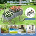 thumbnail image 7 of DORTALA Wood Wagon Planter, Outdoor Garden Flower Planter Cart with Wheels, Small Decorative Wood Raised Bed  Pot Box Stand for Backyard, Patio, Balcony, Grey, 7 of 7