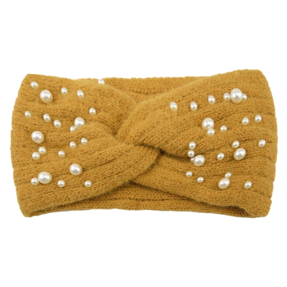 Sonducket Manténgase abrigado con estilo, cómodo calentador de orejas, diadema de invierno, diademas cruzadas de punto Nueva Perla, portátil Accesorios de disfraces cúrcuma