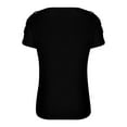 thumbnail image 5 of hoksml Womens Tops Clearance! Fashion Women's T-shirt Short-sleeved Solid Color Sexy Hollow Shoulder And Lace Slim-fit Round Neck Top Blouse, 5 of 6