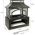 thumbnail image 7 of Large Outdoor Wood Burning Fireplace, house shape Outdoor Log Burner Fire Pit with Log Grate and Poker, 37" x 32" x 18" Large Metal Firepit for Patio Garden Backyard, Black, 7 of 7