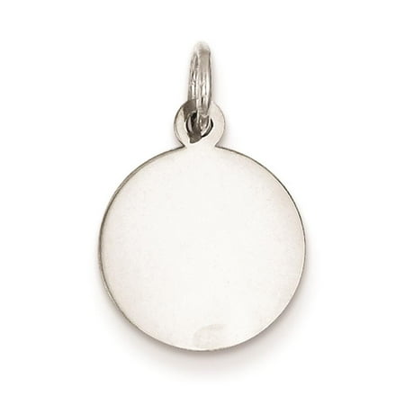 925 Ladies Polished .018 Gauge Engravable Round Disc Charm Pendant 14mm x 12mm