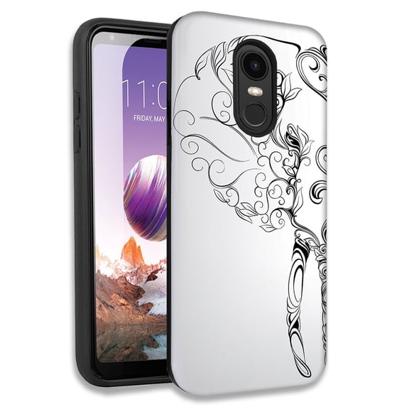 Mundaze Abstract White Elephant Double Layer Hybrid Case Cover For LG Stylo 4