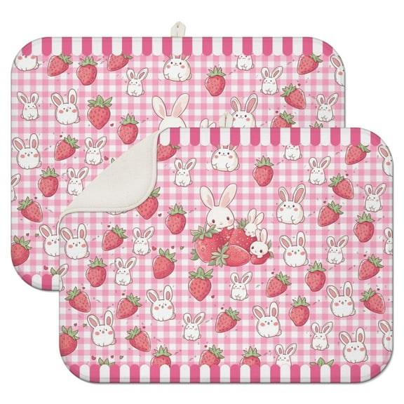 2 Pcs Dish Drying Mat - 18 X 24 Inch Fruit Boho Absorbent Microfiber Kitchen Counter Mat – Quick-Dry Dish Rack Alternative, Gift for Home Cooks, Dish Drying Pad for Dishes, Cups, Pots & Pans