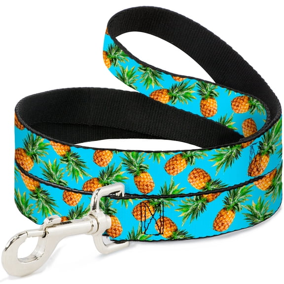 Buckle-Down Pet Leash, Dog Leash, Vivid Pineapples Scattered Blue, 4 Feet Long 1.0 Inch Wide