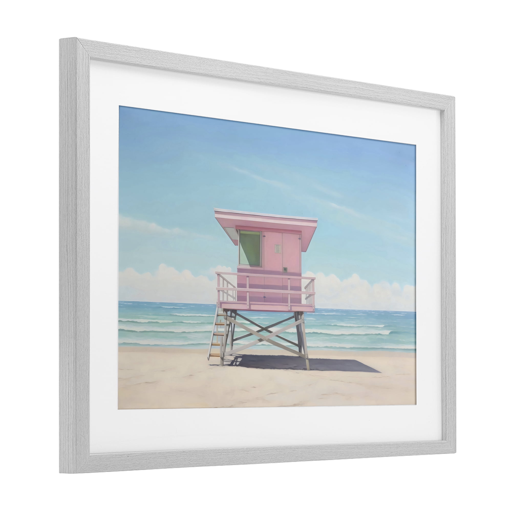 Stupell Industries Miami Beach Lifeguard Station Gray Framed Print Under Glass, design by Creative Studio