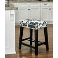 thumbnail image 2 of Linon Renner 24" Saddle Backless Counter Stool, Black/Black Microfiber Cow Print, 2 of 8