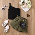 thumbnail image 2 of Fortune 2-7Y Kids Girls One Shoulder Solid Ribbed Vest Elastic Waist Shorts with Fanny Pack, 2 of 7