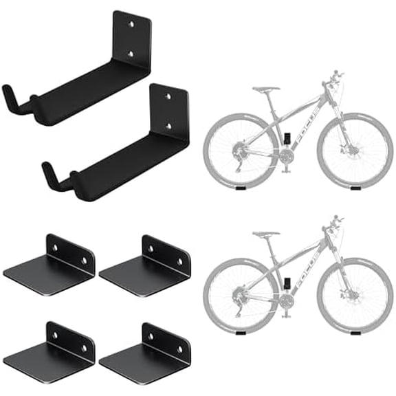 Wall Mount Bike Pedal Hanger, Heavy-duty Garage Bike Rack, Horizontal Bike Hooks, Holds Up to 70LBS, 2 Pack