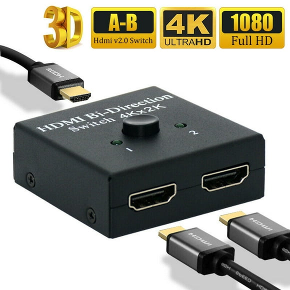 HDMI Switch 4K HDMI Splitter,Bi-Directional HDMI Switcher 1 in 2 Out or 2 in 1, HDMI Switch Splitter Supports 4K 3D HD 1080P for