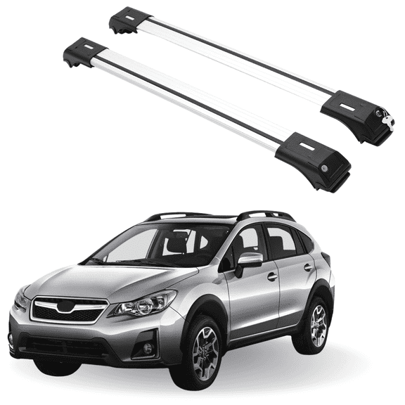ERKUL Roof Rack Cross Bars for Subaru XV Crosstrek 2013-2023 | Aluminum Crossbars with Anti Theft Lock for Rooftop | Compatible with Raised Rails - Silver
