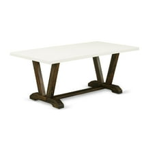 East West Furniture V-Style 40x72" Wood Dining Table in White/Brown