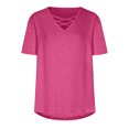 thumbnail image 5 of USSUMA T-Shirts for Women Trendy Tie-dye Hollow Out Striped Womens Blouses and Tops Dressy Casual Summer V Neck Short Sleeve Tshirts Shirts Tunic for women, 5 of 9