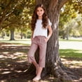thumbnail image 2 of Gubotare Girls Capri Linen Short Pants Gingham Seersucker Elastic Waist Crop Pants Drawstring Casual Plaid Capris with Pockets 5T 6T (Red,5-6 Years), 2 of 5