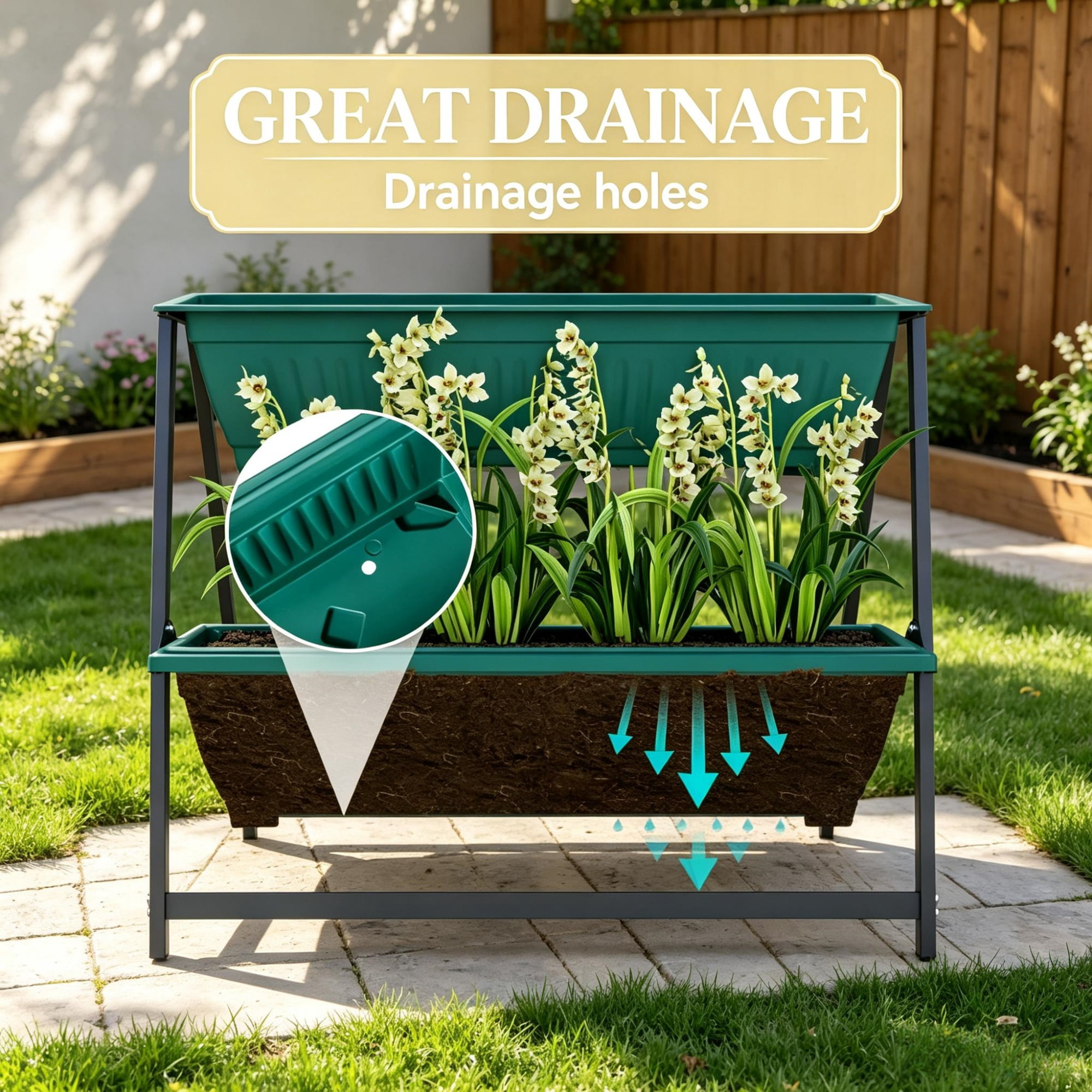 4-Tier Green Vertical Raised Garden Planter, Sturdy 4-Box Outdoor Plant Stand Grow Container for Plants