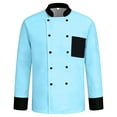 thumbnail image 5 of Hearthz Chef Jacket for Men and Women Long Sleeves Men's Chef Coat Restaurant Kitchen Chef Uniform Food Service Uniform (Light Blue,XXL), 5 of 5