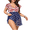 American flag, variant on Zando Plus Size Women Tummy Control Bathing Suit Ruffle One-Piece Swim Dresses Flowy Swimwear Black Green 3XL