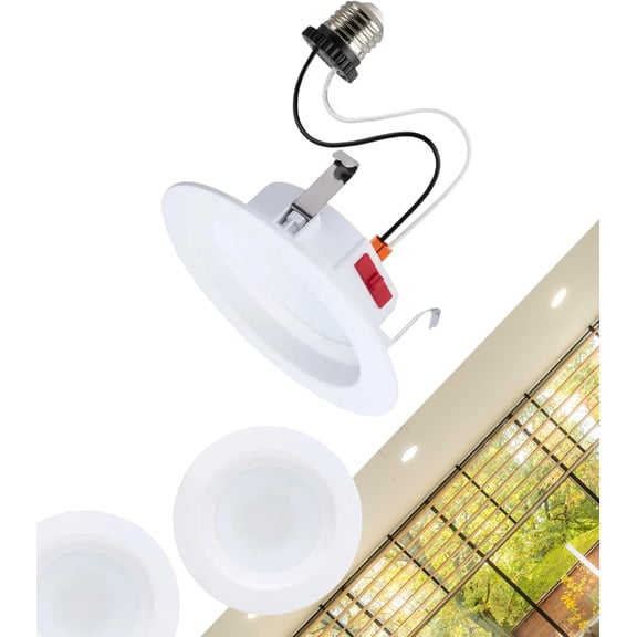 Satco S12602 8 Watt 5–6 Inch LED Downlight Retrofit CCT Selectable 2700K 3000K 3500K 4000K 5000K Round White Finish Energy Efficient Recessed Fixture (2 Pack)