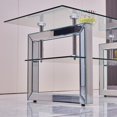 thumbnail image 3 of Hassch 2-Tier Glass Coffee Table, 39.5" Transparent Tempered Glass Top with Metal Legs, Modern Mirrored Accent Table, for Living Room, Silver, 3 of 6