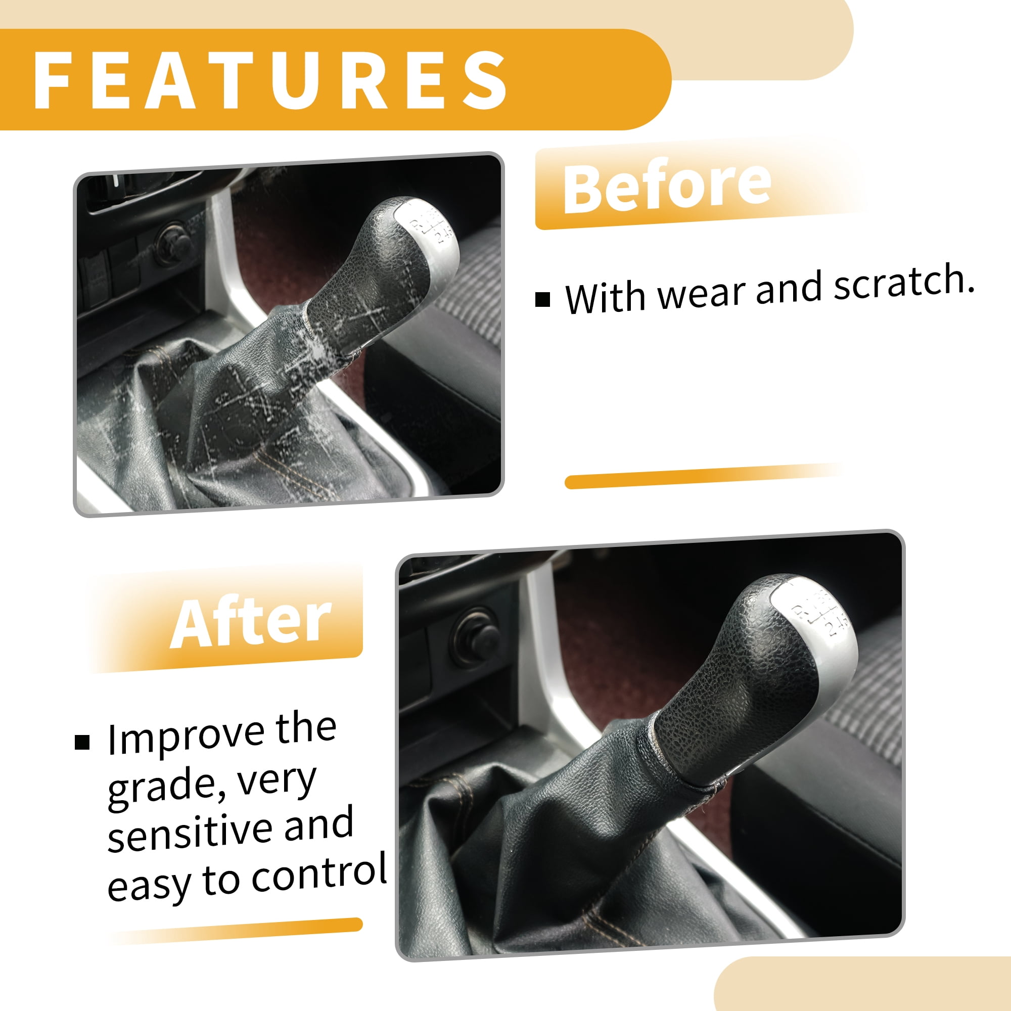 Unique Bargains 5 Speed Manual Gear Shift Knob with Cover - Stick Shifter Knob - for VW Golf GTI 2013-2018 Plastic 1 Pc