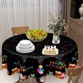 thumbnail image 2 of Happy Birthday Round Tablecloth 60 Inch Vibrant Colorful Decorative Table Cloth Waterproof Resistant Bithday Gifts Tablecloths Decorative Black for Birthday Home Party Outdoor Patio Picnic, 2 of 6