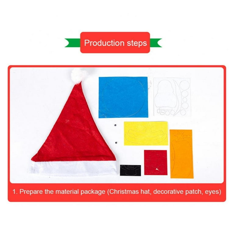 6 Pcs DIY Christmas Material Xmas Party Hat Crafts Santa Child