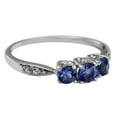 thumbnail image 2 of Three Stone 0.64 Ctw Winter Tanzanite 925 Sterling Silver Women Christmas Ring Size US- 9.5, 2 of 8