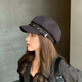 thumbnail image 2 of MIASHUI Women's White Beret for Spring Summer, Korean Style Newsboy Cap, Cute Octagonal Hat for Daily Fashion, Retro British Design Black, 2 of 3