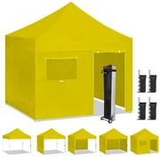 Eurmax Canopy 10' x 10' Sunflower Pop-up and Instant Outdoor Canopy with 4 Zipper Sidewalls