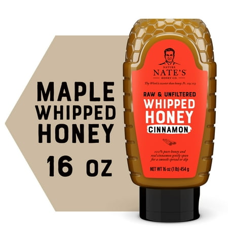 Nature Nate's Maple Whipped Honey: Raw and Unfiltered Honey - 16 oz Gluten-Free Honey