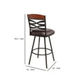 thumbnail image 5 of 30 Inches Leatherette Barstool with Ornate Cut Outs, Brown- Saltoro Sherpi, 5 of 5
