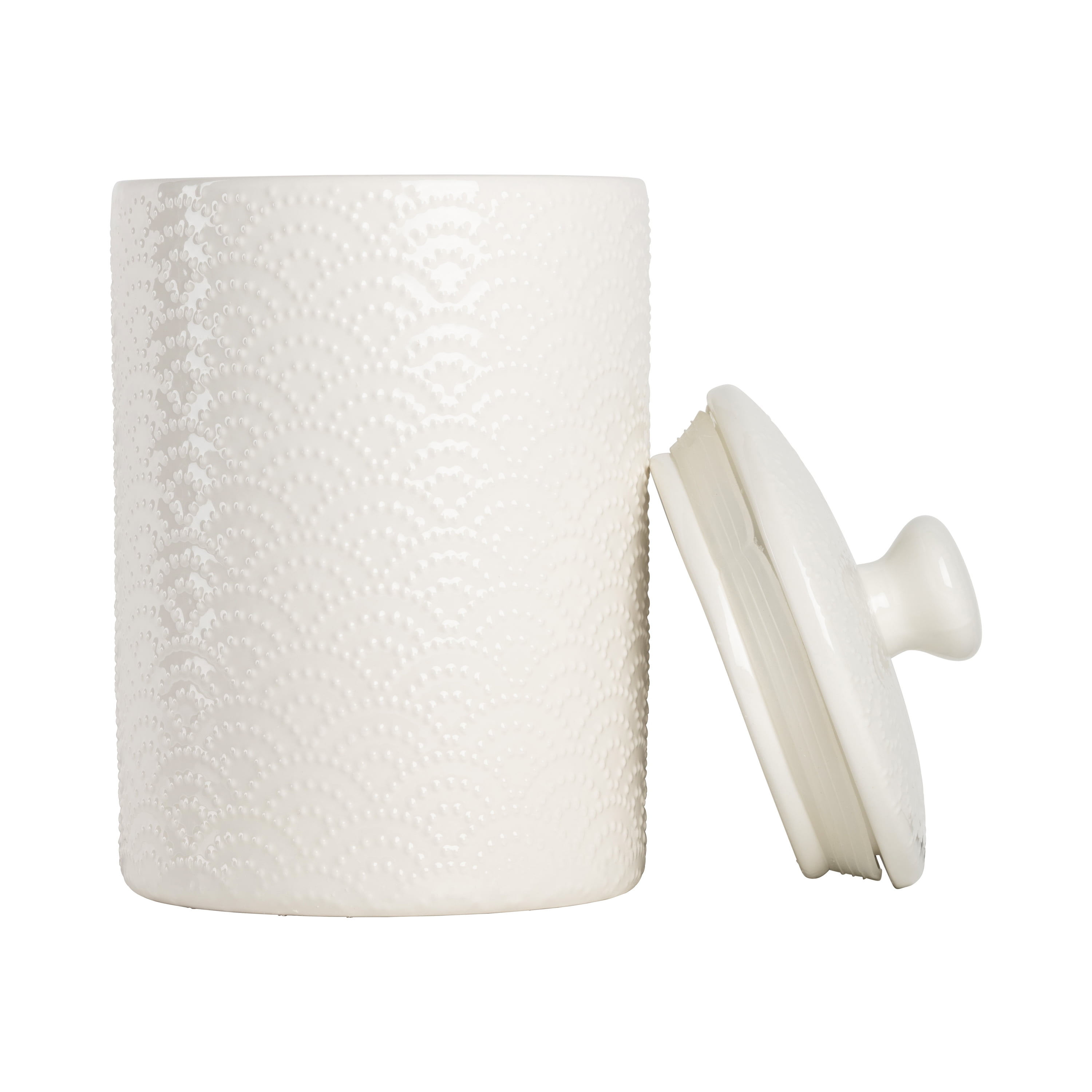 10 Strawberry Street Tide Embossed 3 Piece Ceramic Canister Set, White