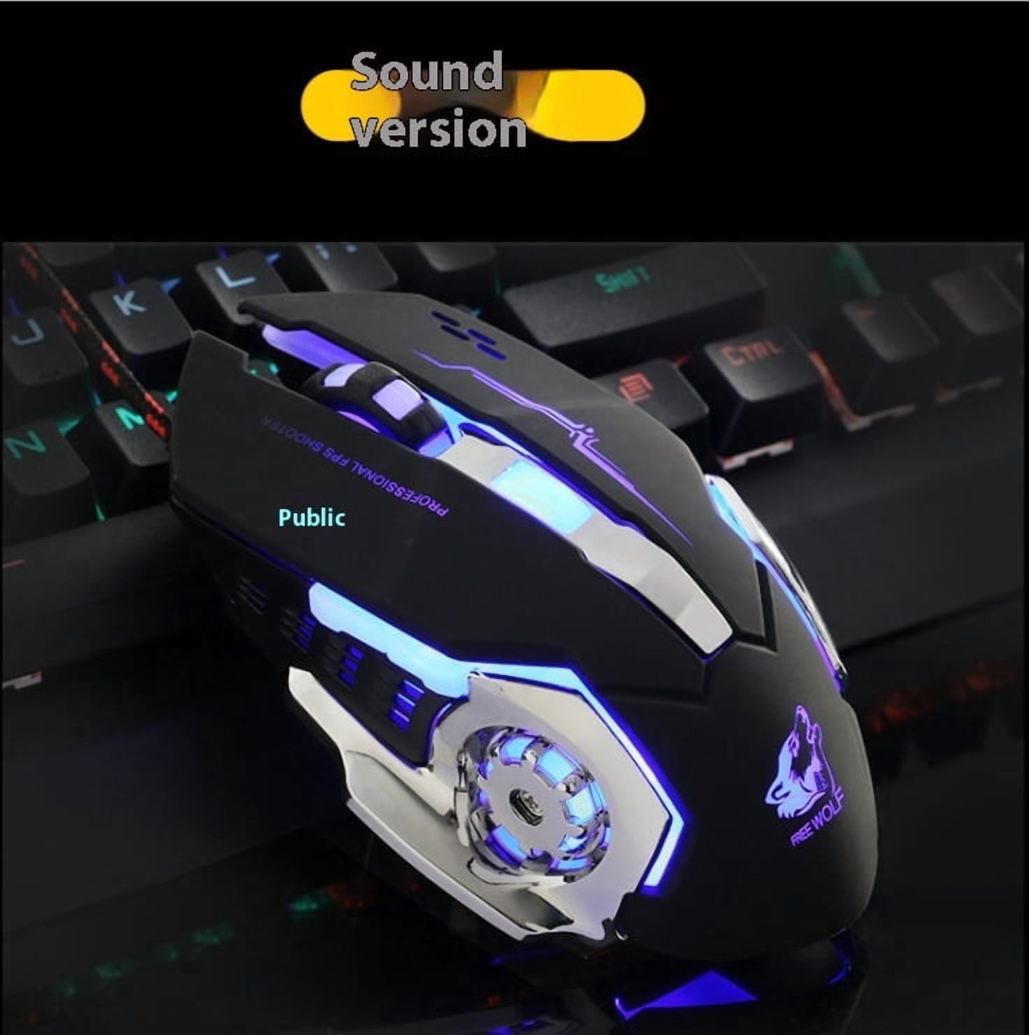 Free Wolf V5 Mechanical Mouse Wired Gaming Mouse Luminous Office Computer Gaming Mouse Supports Optoelectronics Gift