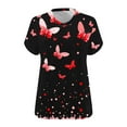 thumbnail image 5 of Plus Size Shirts for Women Casual V-Neck Fashion Printing Short Sleeve T-shirt Summer Loose Breathable Blouses Oversized Pullover Top Red 5XL, 5 of 5